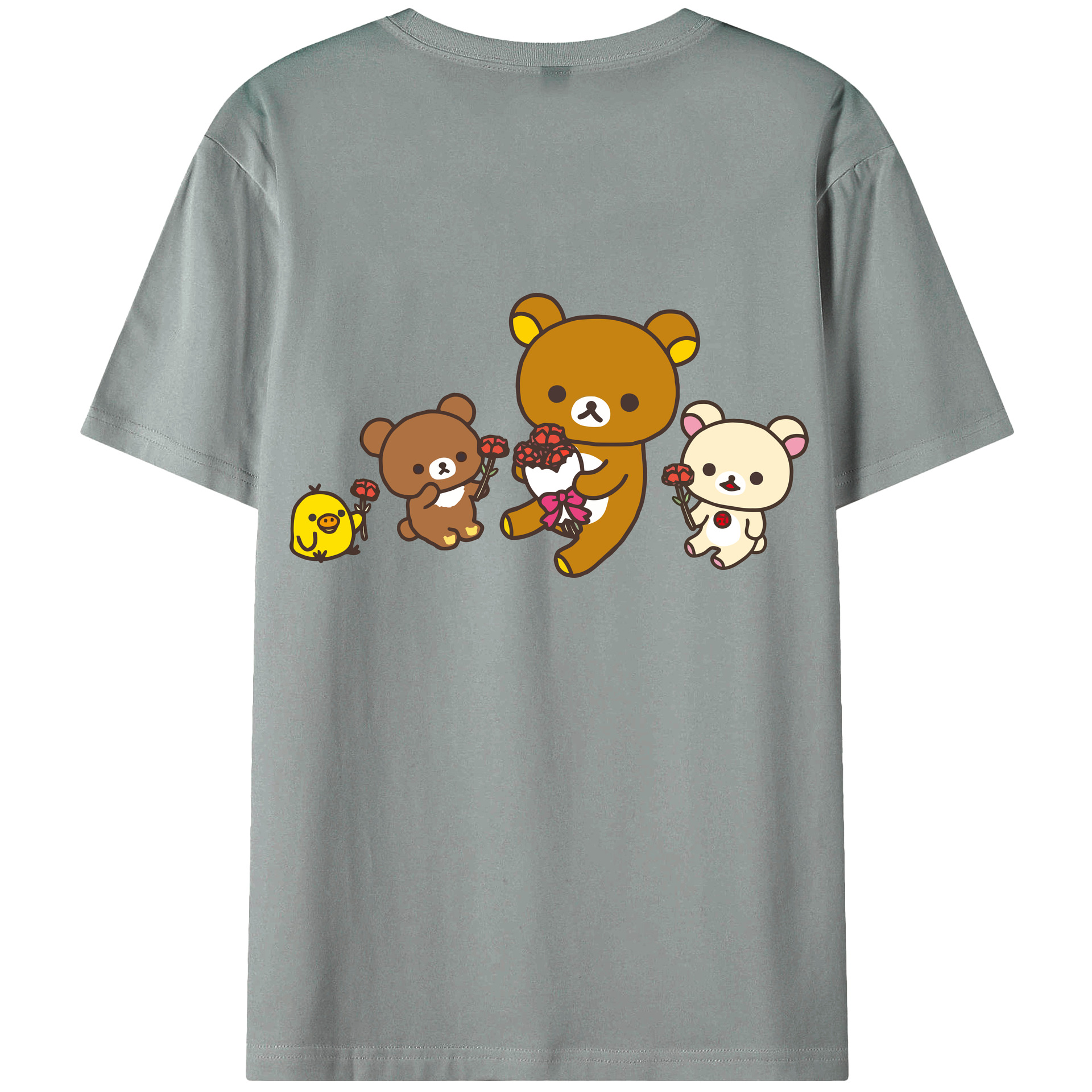 （画像用） リラックマ リラックマ キイロイトリ Rilakkuma Korilakkuma Kiiroitori 綿100％ メンズ半袖Tシャツ（バックプリント） 通気性